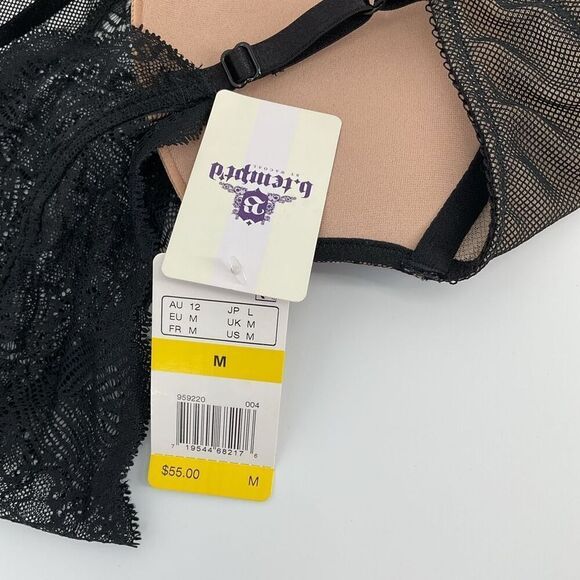 B. Tempt'd By Wacoal After Hours Bralette Bra Underwire Padded Medium Black NWT - Picture 3 of 10